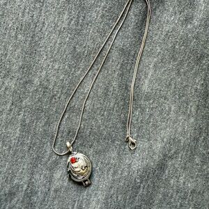 The Vampire Diaries Vervain Silver and Red Pendant Locket Necklace